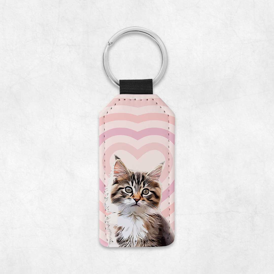 Porte-clés en similicuir personnalisé animaux – Love vibes