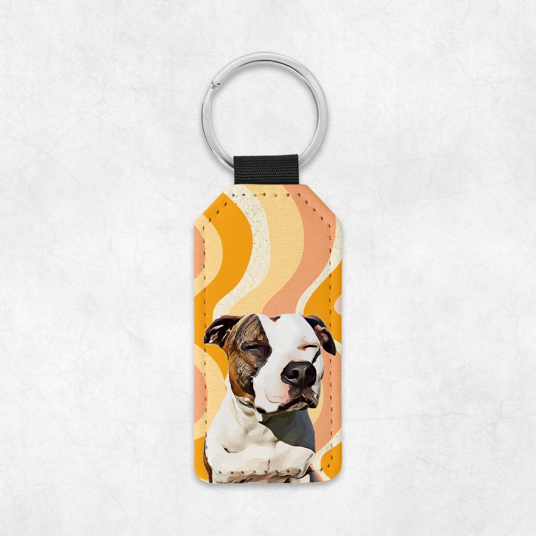 Porte-clés en similicuir personnalisé animaux – Retro