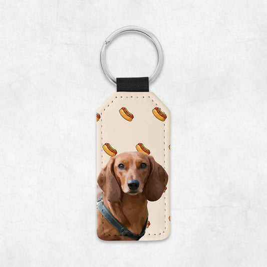Porte-clés en similicuir personnalisé animaux – Hot dogs 🌭